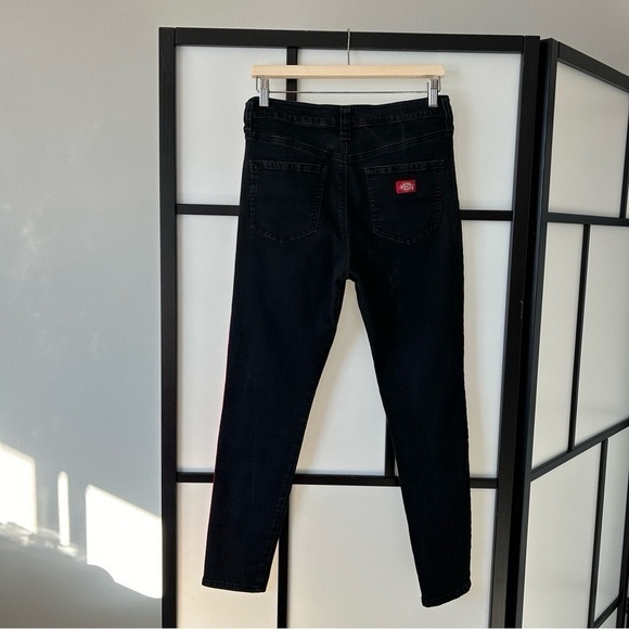 Dickies Faded Black Denim Red & White Racing Stripe Distressed Skinny Jean - Picture 6 of 9